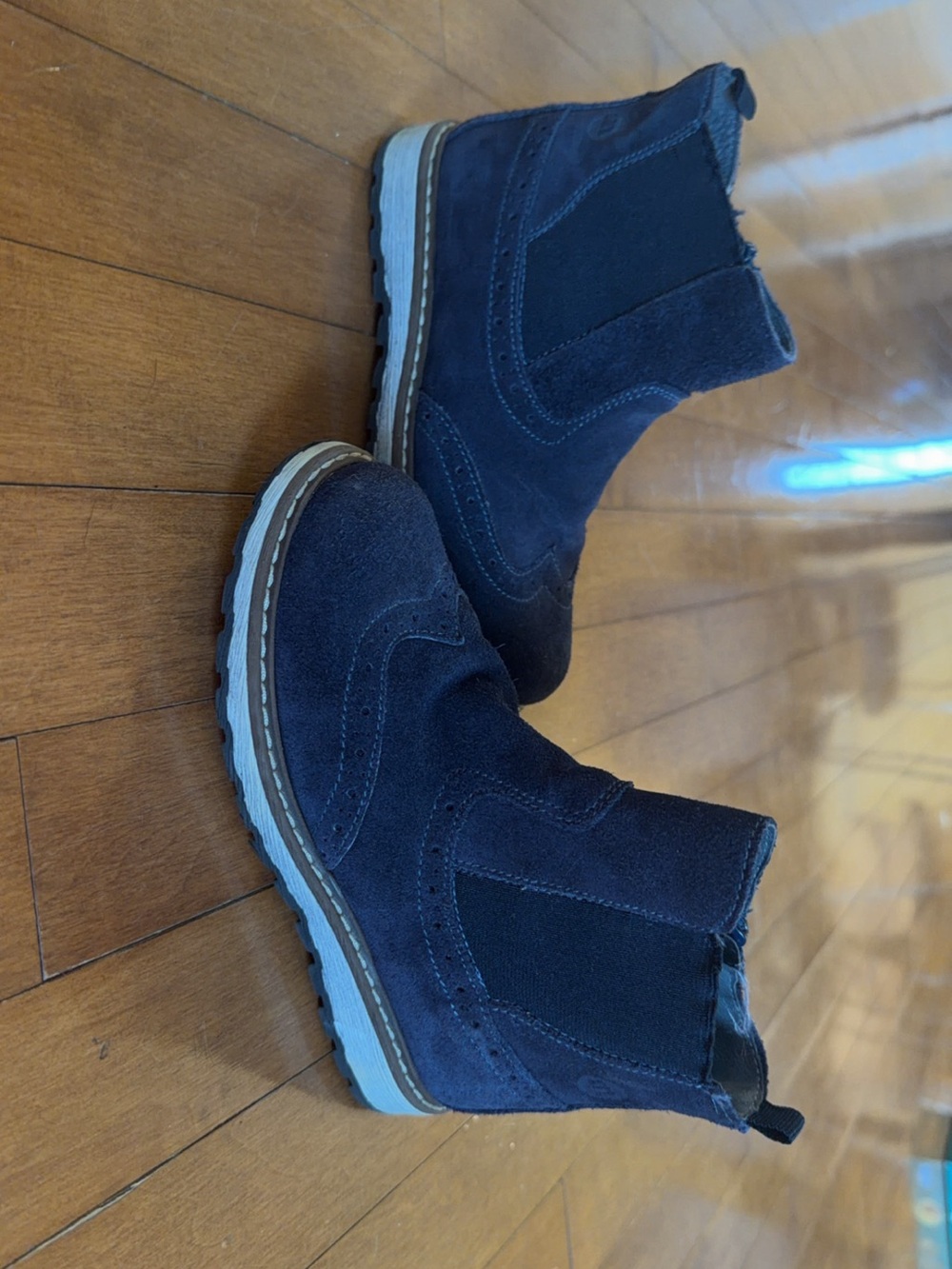 Kids Suede Chelsea Boots in Dark Blue - Easy On/Off Style, Natural Leather